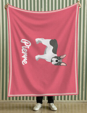 A DrakeKnit Knitted French Bulldog Blanket for Dogs